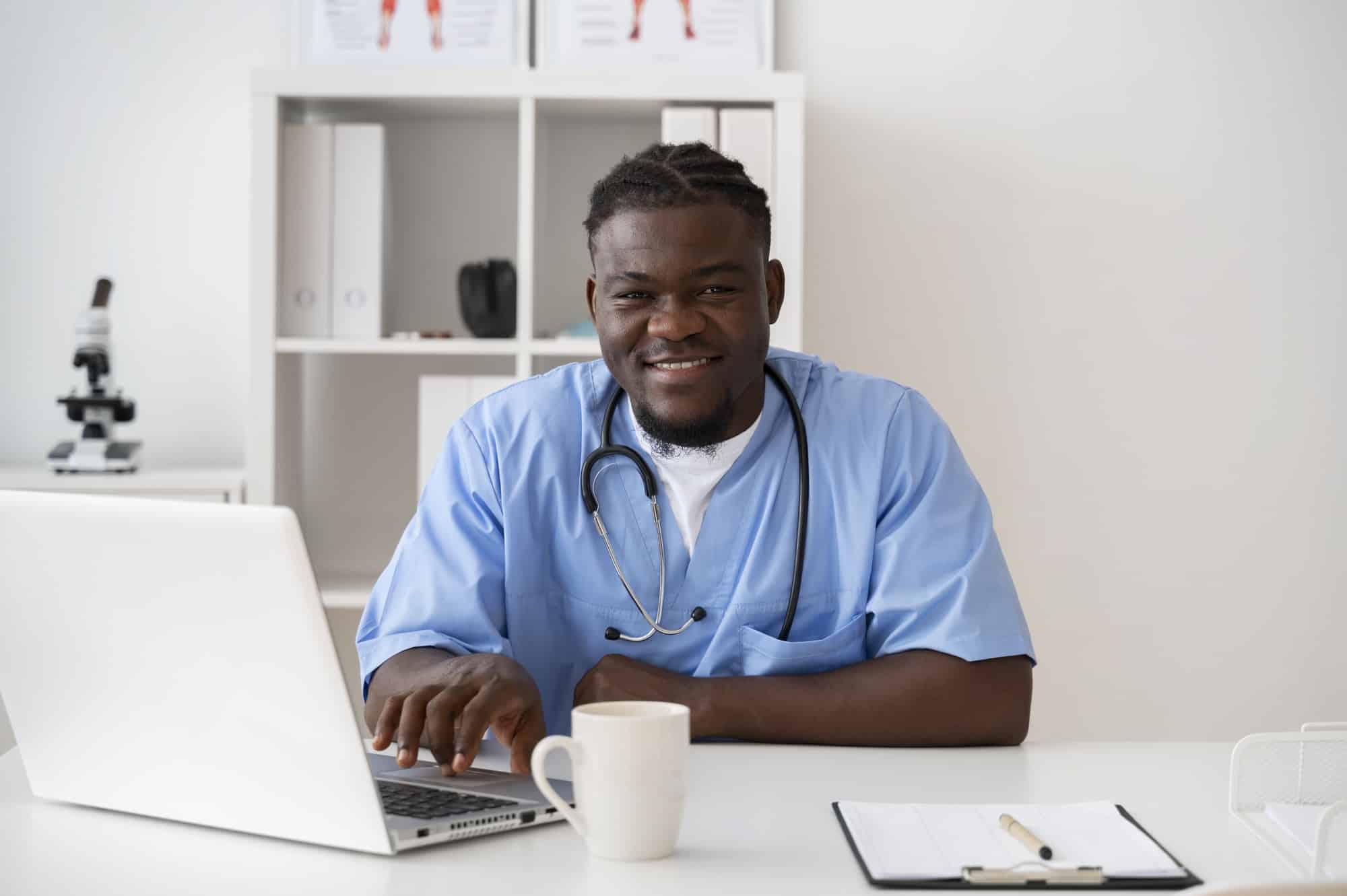 male nurse working clinic